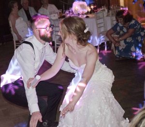 Bride and groom getting down on the dance floor - Pelham House 